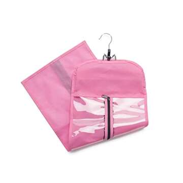 Hairro Portable Hair Extensions Carrier Non-woven Dust-proof Storage Case with Wooden Hanger for Human Hair Extensions, 26 Inch Creamy Pink