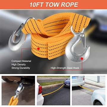 THINKWORK Car Emergency Kit for Teen Girl and Lady's Gifts, Pink Emergency Roadside Assistance kit with 10FT Jumper, First Aid Kit, Safety Hammer, Tow Rope, and More Ideal Pink Car Accessories Tool