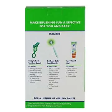 First Teeth Oral Care Kit by Brilliant Oral Care - Teether-Brush, Toothbrush & Tooth Gel, Baby Essen...