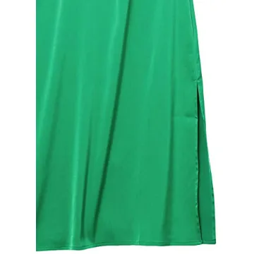 Ana Silky V-Neck Midi Slip Dress in Emerald
