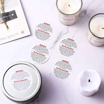 Zonon 1000 Pcs Candle Warning Labels, 1.5 Inch Safety Labels Warning Sticker Decals for DIY Candle Making Jars(White)