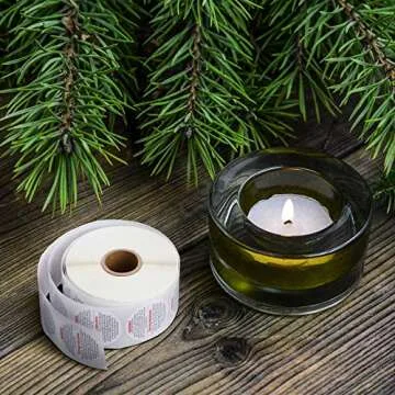 Zonon 1000 Pcs Candle Warning Labels, 1.5 Inch Safety Labels Warning Sticker Decals for DIY Candle Making Jars(White)