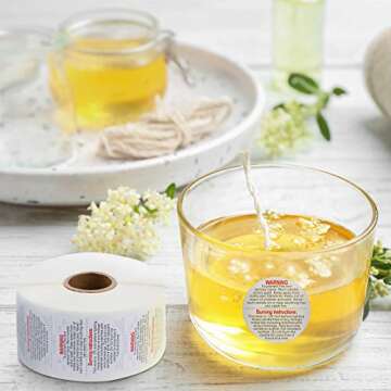 Zonon 1000 Pcs Candle Warning Labels, 1.5 Inch Safety Labels Warning Sticker Decals for DIY Candle Making Jars(White)