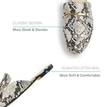 MUSSHOE Mules for Women Flats Comfortable Slip on Women Mules Backless Loafers,Snake pu 10