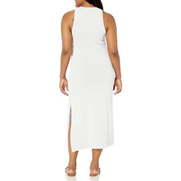 The Drop Women's Gabriela High Neck Side Slit Maxi Sweater Dress, Whisper White, L