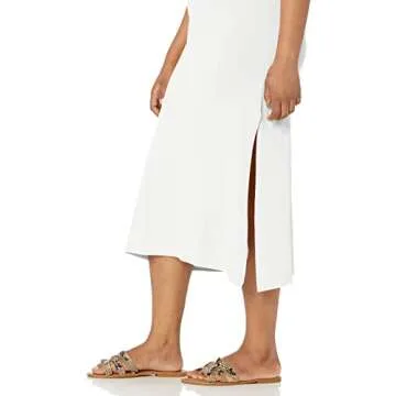 The Drop Women's Gabriela High Neck Side Slit Maxi Sweater Dress, Whisper White, L