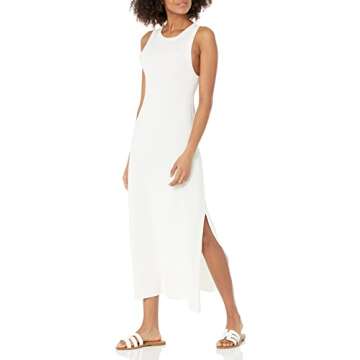 The Drop Women's Gabriela High Neck Side Slit Maxi Sweater Dress, Whisper White, L