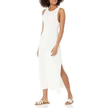 The Drop Women's Gabriela High Neck Side Slit Maxi Sweater Dress, Whisper White, L
