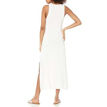 The Drop Women's Gabriela High Neck Side Slit Maxi Sweater Dress, Whisper White, L