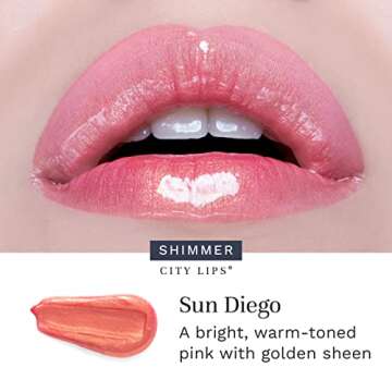 City Beauty City Lips Plumping Lip Gloss Sun Diego - High-Shine Gloss for Fuller, Younger-Looking Lips | Hydrating & Smoothing Lip Treatment Hyaluronic Acid