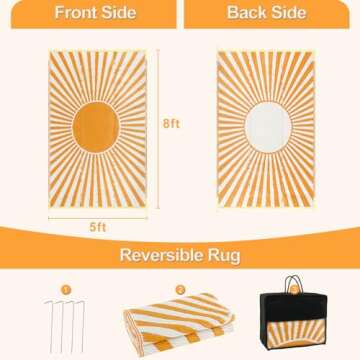 Wonnitar Waterproof Outdoor Rug 5x8, Reversible Outdoor Plastic Straw Camping Rug, Large Outside Pat...