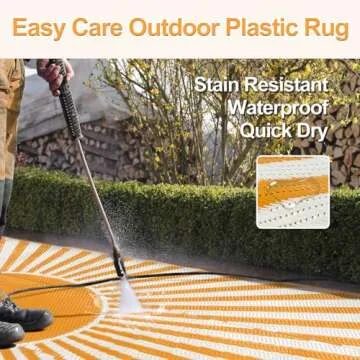 Wonnitar Waterproof Outdoor Rug 5x8, Reversible Outdoor Plastic Straw Camping Rug, Large Outside Patio Area Rug, Portable Indoor Outdoor Rugs for Backyard RV Camper Garden Picnic (Orange, 5'x8')