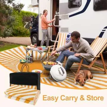 Wonnitar Waterproof Outdoor Rug 5x8, Reversible Outdoor Plastic Straw Camping Rug, Large Outside Patio Area Rug, Portable Indoor Outdoor Rugs for Backyard RV Camper Garden Picnic (Orange, 5'x8')