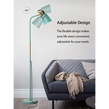 Adjustable Green Floor Lamp for Reading and Home Décor