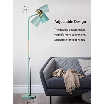 Adjustable Green Floor Lamp for Reading and Home Décor