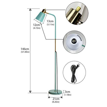 Adjustable Green Floor Lamp for Reading and Home Décor