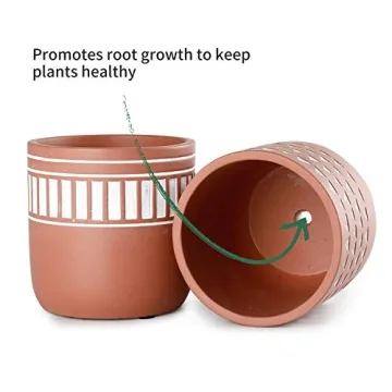 POTEY Indoor Cement Plant Pots - Modern Decorative Set