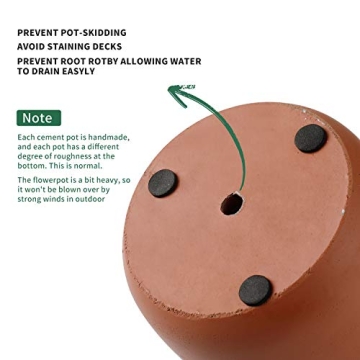 POTEY Indoor Cement Plant Pots - Modern Decorative Set