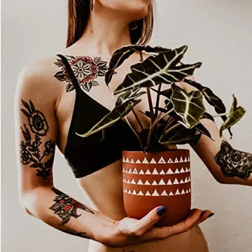 POTEY Indoor Cement Plant Pots - Modern Decorative Set