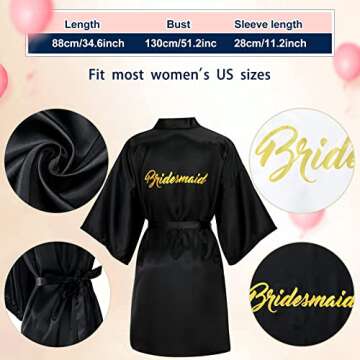 Janmercy 6 Pieces Bridesmaids Robes Set Bridal Robes for Wedding Matron of Honor Robe Maid of Honor ...