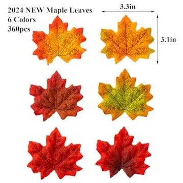 Jiesky 360 Pcs Artificial Maple Leaves for Fall Decor
