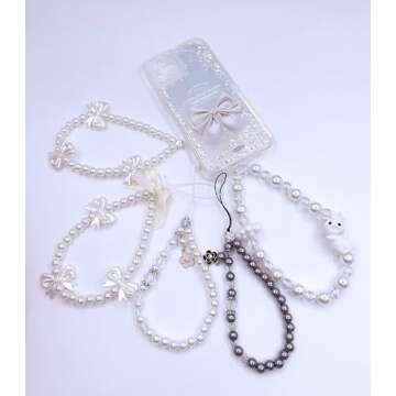 Cute Kawaii Beaded Phone Lanyard for Women Girls