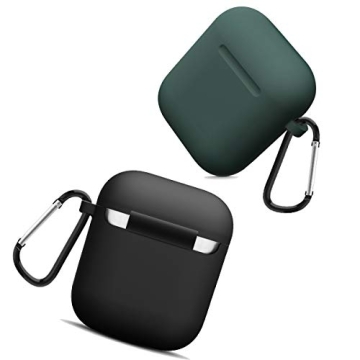 Compatible AirPods Case Cover Silicone 2 Pack - Black & Green