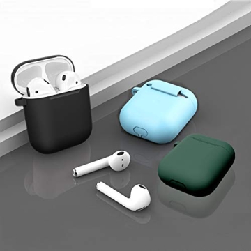 Compatible AirPods Case Cover Silicone 2 Pack - Black & Green