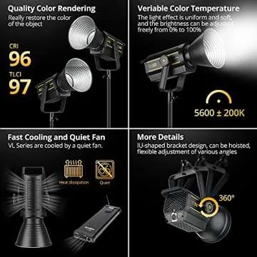 Godox VL150 150w New LED Lights,5600K Day Light, CRI 96+, TLCI 95,with RC-A5 II for Newborn Photography, Still Life Photography, Portrait, Studio Lighting,Interview Lighting, Video Filming.