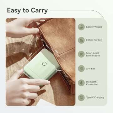 NIIMBOT D110 Upgraded Version Mini Label Maker Machine with Tape, Portable Bluetooth Thermal Printer, Sticker Labeler with Multiple Templates for Office Organization Home Kitchen School, Green