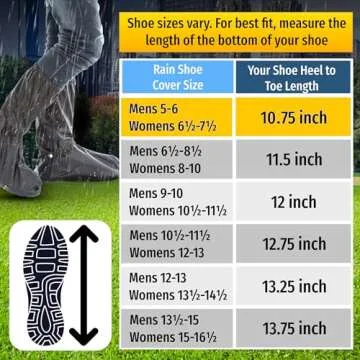 benoo Waterproof Shoe Covers | Rain Shoe Covers, Heavy Duty & Reusable Rain Shoe Covers Waterproot, Rain Cover for Shoes, Waterproof Boot Covers, Motorcycle Rain Gear (Men5-6 | Women7½-8½)