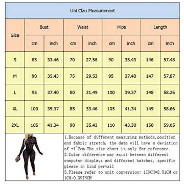 Uni Clau Women One Piece Outfits Mesh Sheer Bodycon Jumpsuit Long Sleeve See Through Party Jumpsuits (CM-Black, Medium)