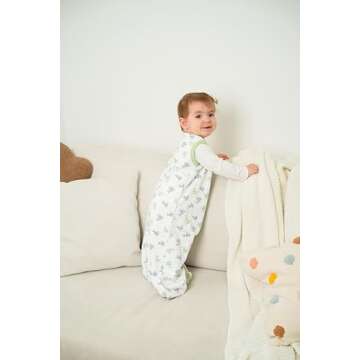 Baby Wearable Blanket, Breathable Cotton Sleep Sacks for 6-12 Months, 2 Pack Unisex Sleeping Bag Sack, Medium Size, 2-Way Zipper, 0.5 Tog