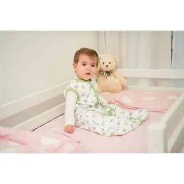 Baby Wearable Blanket, Breathable Cotton Sleep Sacks for 6-12 Months, 2 Pack Unisex Sleeping Bag Sack, Medium Size, 2-Way Zipper, 0.5 Tog