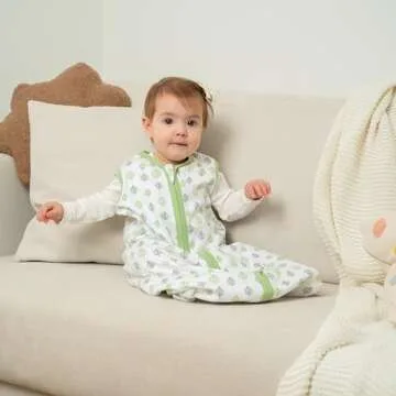 Baby Wearable Blanket, Breathable Cotton Sleep Sacks for 6-12 Months, 2 Pack Unisex Sleeping Bag Sack, Medium Size, 2-Way Zipper, 0.5 Tog