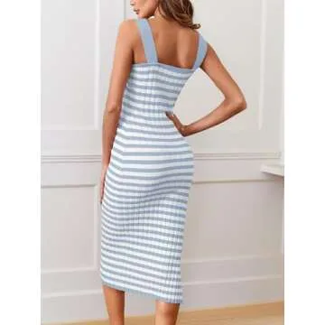 NTSWZYS Women's Knit Bodycon Midi Dress for Summer