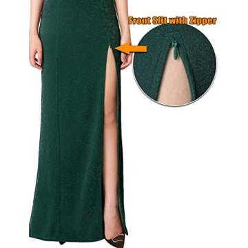 VFSHOW Womens Shiny Green V Halter Neck Celebrity Pleated High Split Formal Evening Wedding Prom Party Maxi Long Dress 9729 GRN M