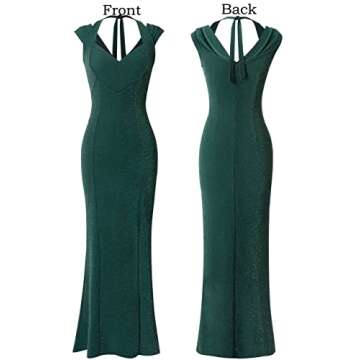 VFSHOW Womens Shiny Green V Halter Neck Celebrity Pleated High Split Formal Evening Wedding Prom Party Maxi Long Dress 9729 GRN M