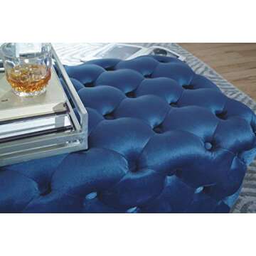 Signature Design by Ashley Lister Tufted Polyester Velvet Accent Ottoman, Navy