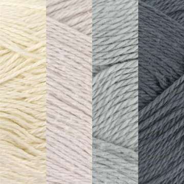 JubileeYarn Cotton Select Yarn - Sport Weight - 50g/Skein - Shades of Grey - 4 Skeins