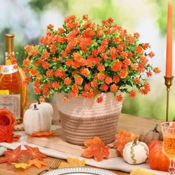 Durable 12 Bundles Fake Mums for Fall Decoration
