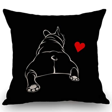 SSOIU Bulldog Pillow Cover - Cotton Linen Decorative Cover 18x18