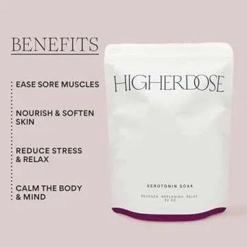 HigherDOSE Serotonin SOAK - Potent Magnesium Flakes with Stress Relief Essential Oils & Apple Cider Vinegar - Relaxing Bath Salts to Maintain Serotonin Levels and Muscle & Nerve Relief (32 Ounce)