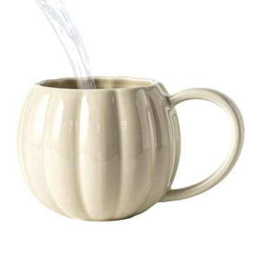 Pumpkin Coffee Mug Halloween Ceramic Pumpkin Fall Mugs Novelty Coffee Milk Cups for Halloween Theme Party Thanksgiving Fall Autumn Harvest Party Supply,White