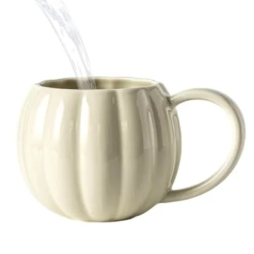Pumpkin Coffee Mug Halloween Ceramic Pumpkin Fall Mugs Novelty Coffee Milk Cups for Halloween Theme Party Thanksgiving Fall Autumn Harvest Party Supply,White