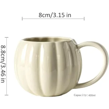 Pumpkin Coffee Mug Halloween Ceramic Pumpkin Fall Mugs Novelty Coffee Milk Cups for Halloween Theme Party Thanksgiving Fall Autumn Harvest Party Supply,White