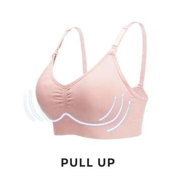 Stelle Nursing Bras Maternity Bra for Breastfeeding Pregnancy Wireless Bralette with Pads, Extenders & Clips (Black+Beige+Rose Pink,L)