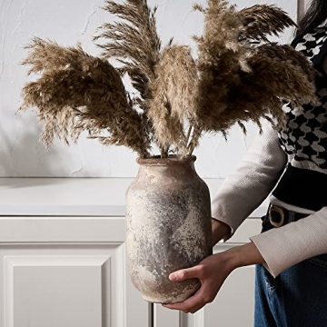 Rustic Ceramic Flower Vase for Home Decor 9.5 Inch