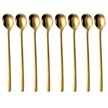 Elegant 8x Long Handle Spoons in Gold - Perfect for Any Occasion