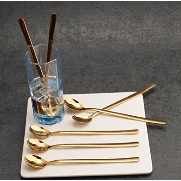 Elegant 8x Long Handle Spoons in Gold - Perfect for Any Occasion